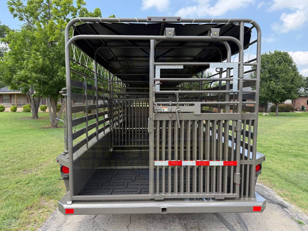 2026 DELCO 6′ 8″ X 20′ BAR TOP GOOSENECK CATTLE STOCK TRAILER 14K-GVWR FORD MARSH GRAY - Image 6