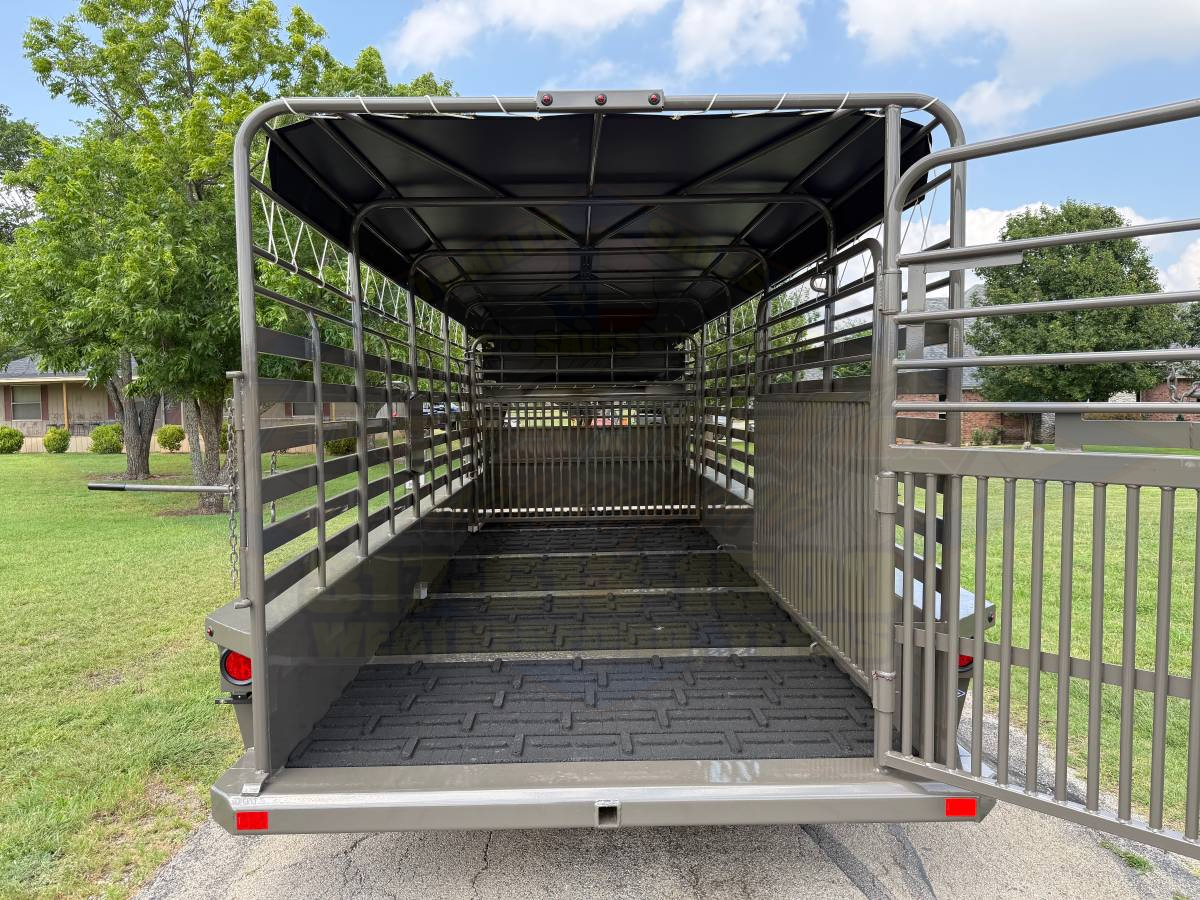 2026 DELCO 6′ 8″ X 20′ BAR TOP GOOSENECK CATTLE STOCK TRAILER 14K-GVWR FORD MARSH GRAY - Image 8