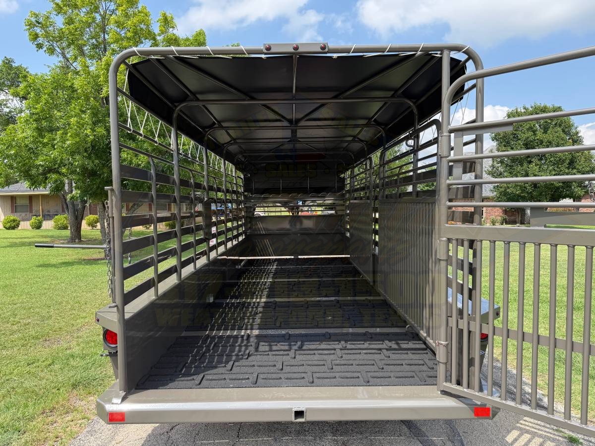 2026 DELCO 6′ 8″ X 20′ BAR TOP GOOSENECK CATTLE STOCK TRAILER 14K-GVWR FORD MARSH GRAY - Image 9