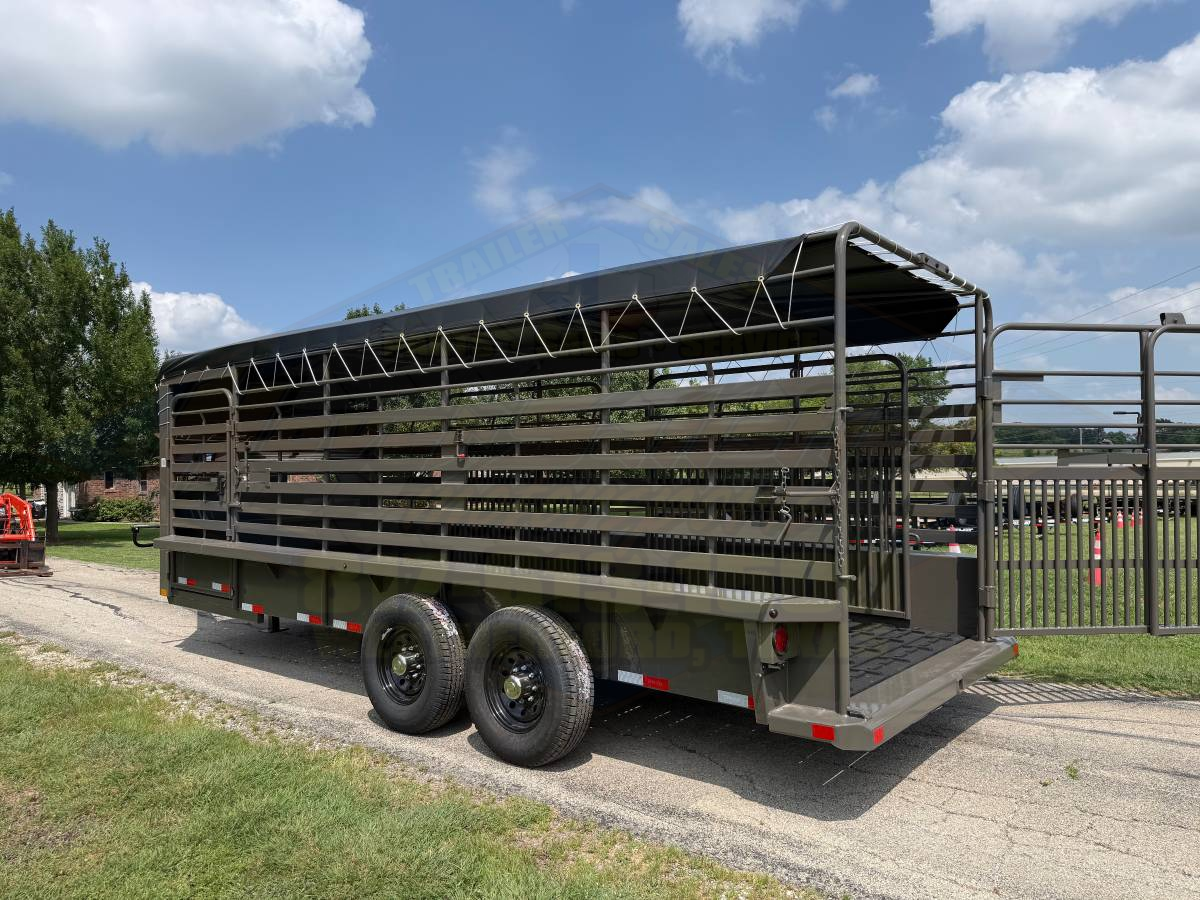 2026 DELCO 6′ 8″ X 20′ BAR TOP GOOSENECK CATTLE STOCK TRAILER 14K-GVWR FORD MARSH GRAY - Image 10