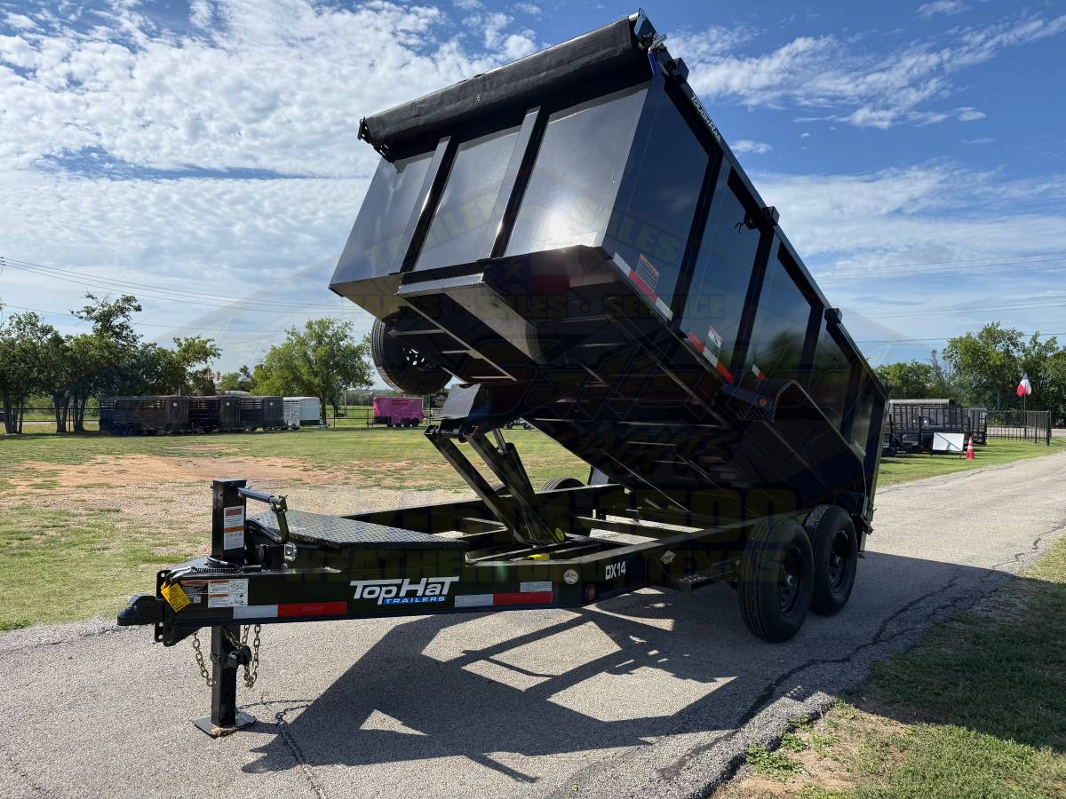 2026 TOP HAT 83″ X 14′ LOW PROFILE DUMP TRAILER 4' SIDEWALLS WITH TARP, RAMPS AND SPARE 14,000 GVWR - Image 10
