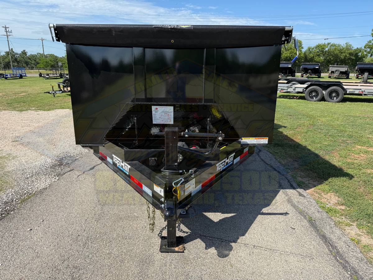 2026 TOP HAT 83″ X 14′ LOW PROFILE DUMP TRAILER 4' SIDEWALLS WITH TARP, RAMPS AND SPARE 14,000 GVWR - Image 11