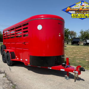 2027 DELCO 6' X 16' BUMPER PULL STOCK TRAILER WITH SPARE, RED 12,000 GVWR