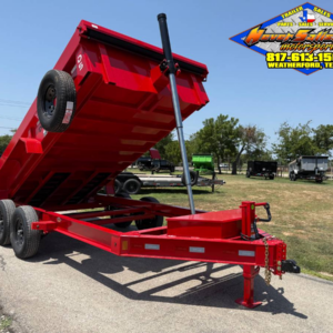 2027 DELCO 83" X 14' TELESCOPING DUMP TRAILER WITH TARP, RAMPS AND SPARE RED 14,000 GVWR